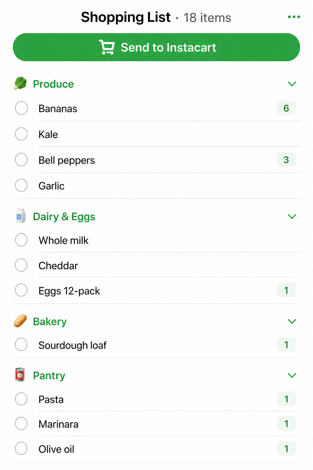 App Mockup — Grocery List by Aisle